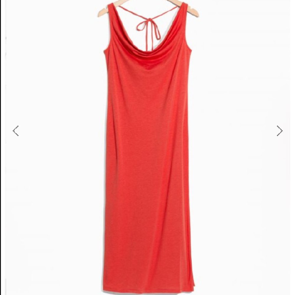& Other Stories Cowl Neck Tie Back Dress New